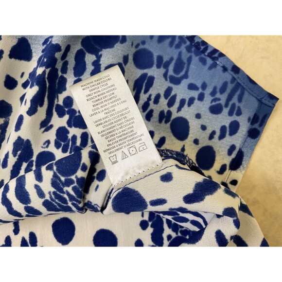 Fred David Blouse Womens Plus Size 1X Blue dots Career Office Button Up - Picture 9 of 9